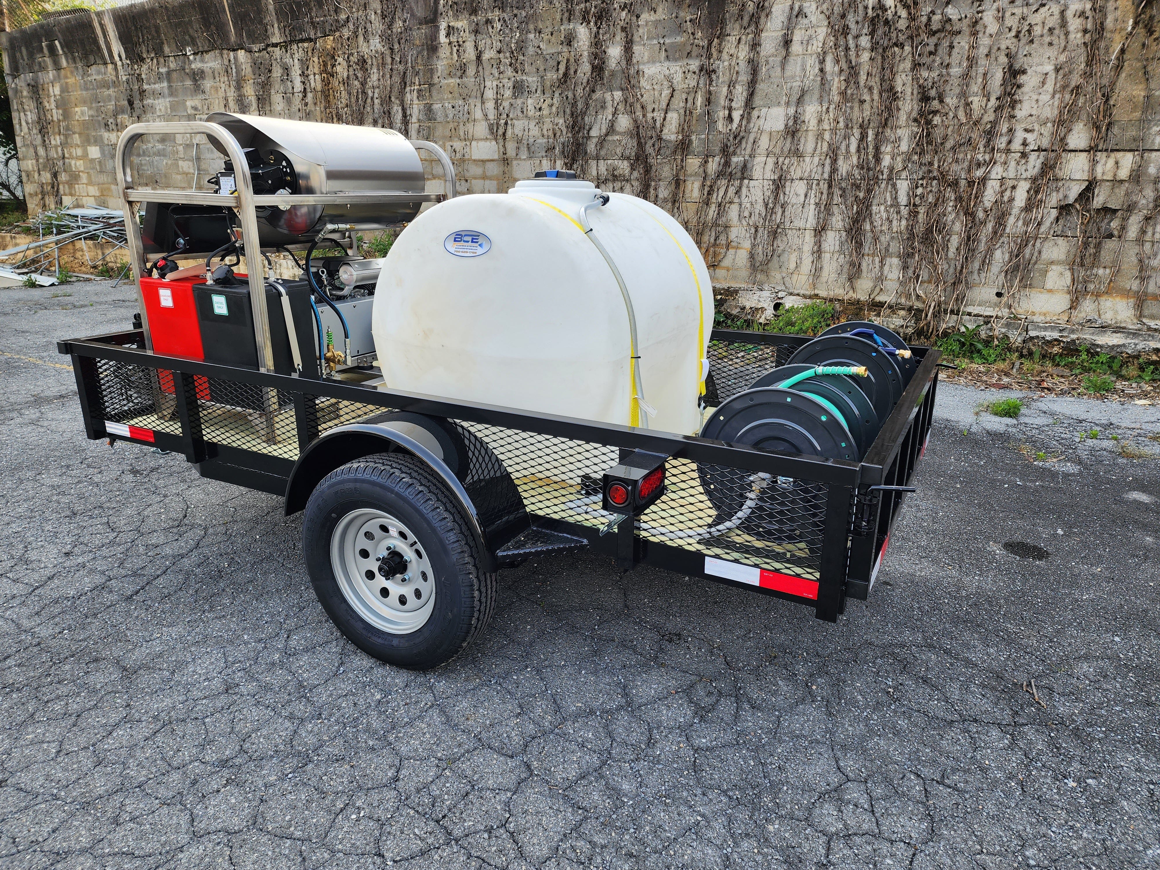 Hydro Max -6gpm at 4000psi Hot Water Trailer Package -Single Axle BCE Cleaning Systems