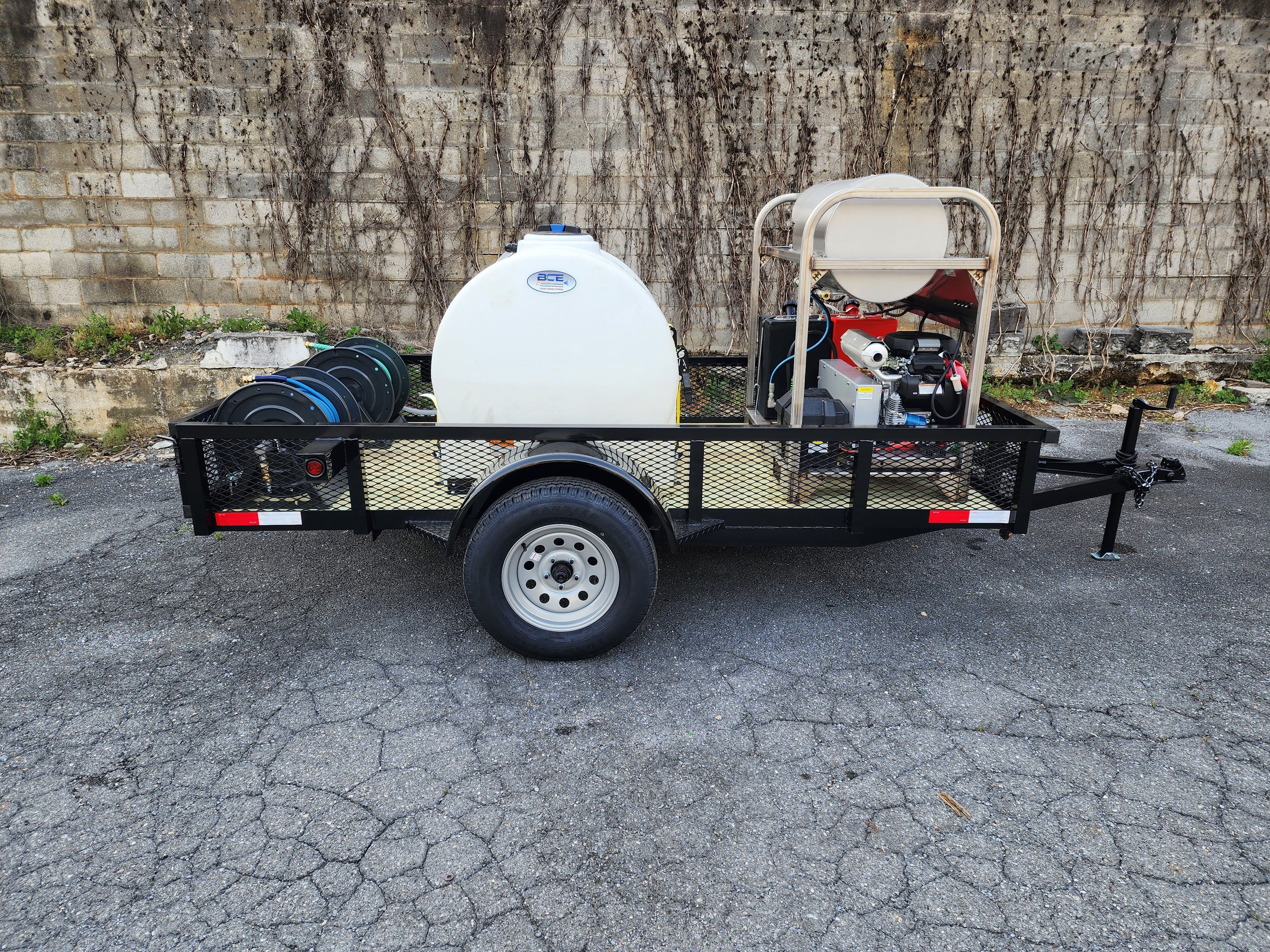 Hydro Max -8gpm at 3000psi Hot Water Trailer Package -Single Axle BCE Cleaning Systems