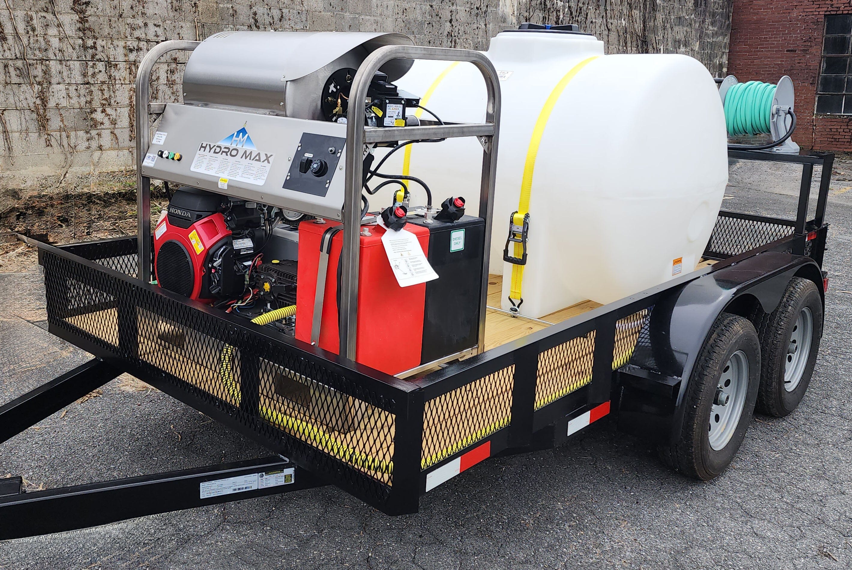 Hydro Max -8gpm at 3000psi Hot Water Trailer Package -SS Unit Pressure Washer Trailer Package BCE Cleaning Systems 