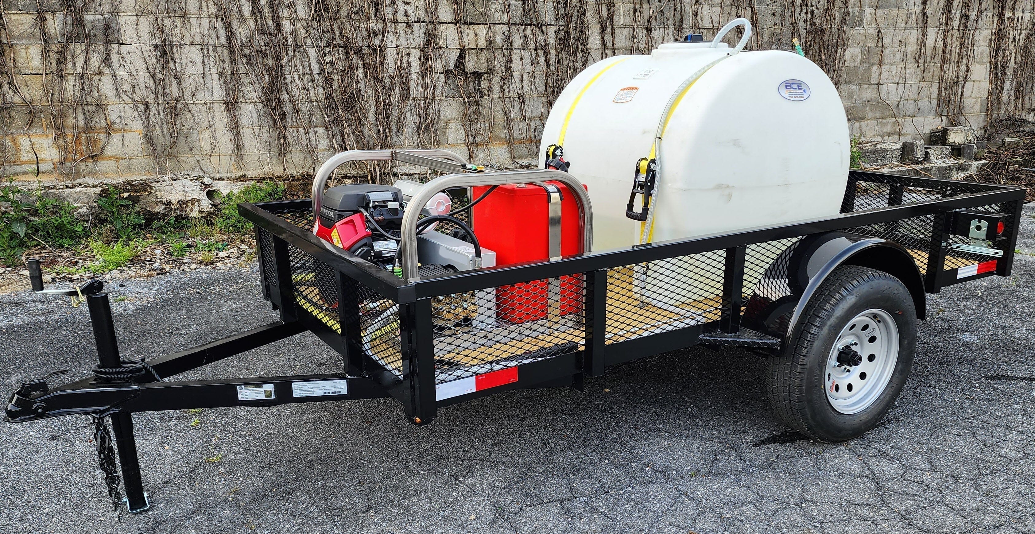 Hydro Max -5gpm at 5000psi Cold Water Trailer Package -Single Axle BCE Cleaning Systems 