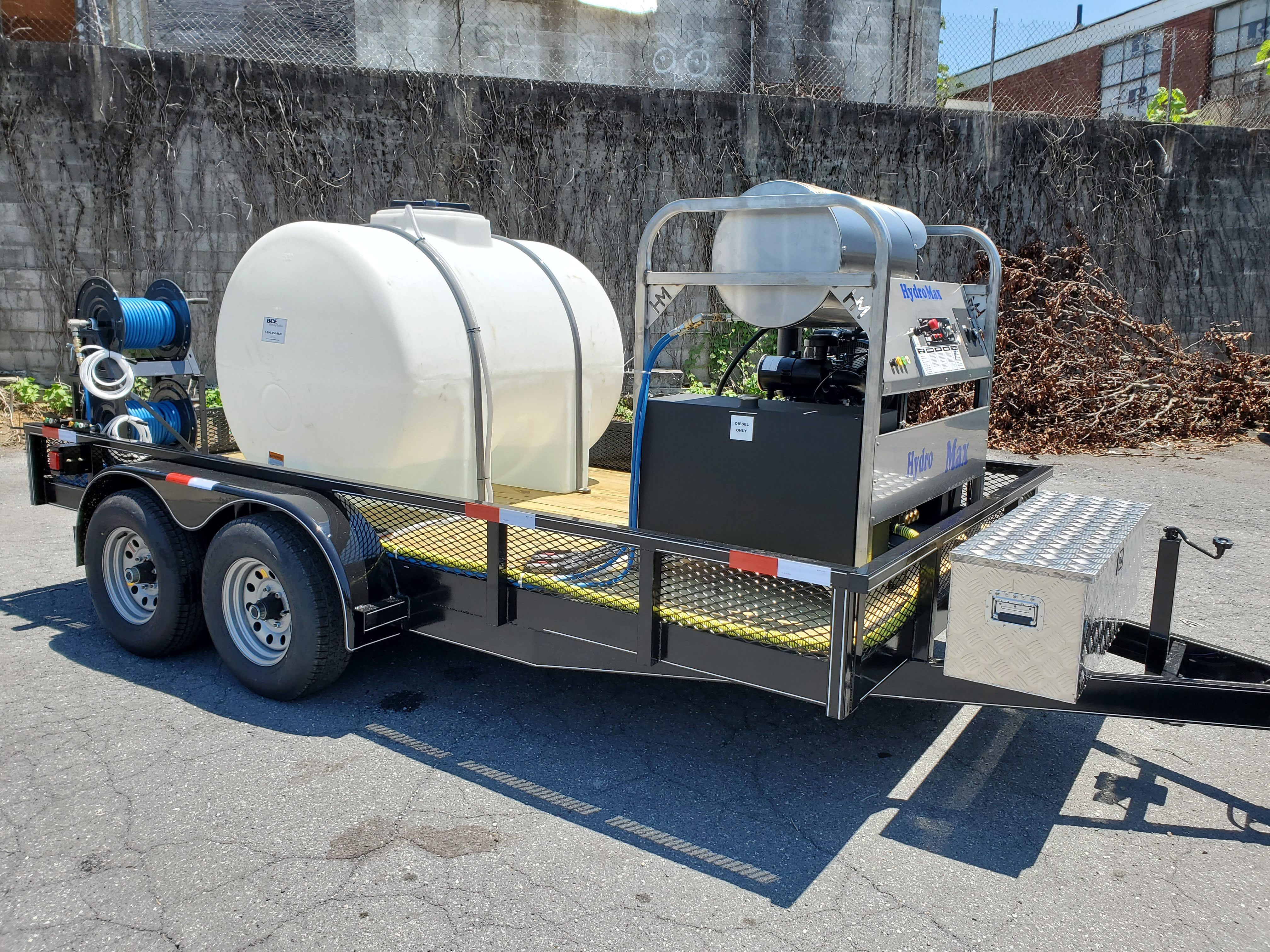 Hydro Max-8gpm at 4000psi Hot Water Trailer Package-Diesel Engine BCE Cleaning Systems 