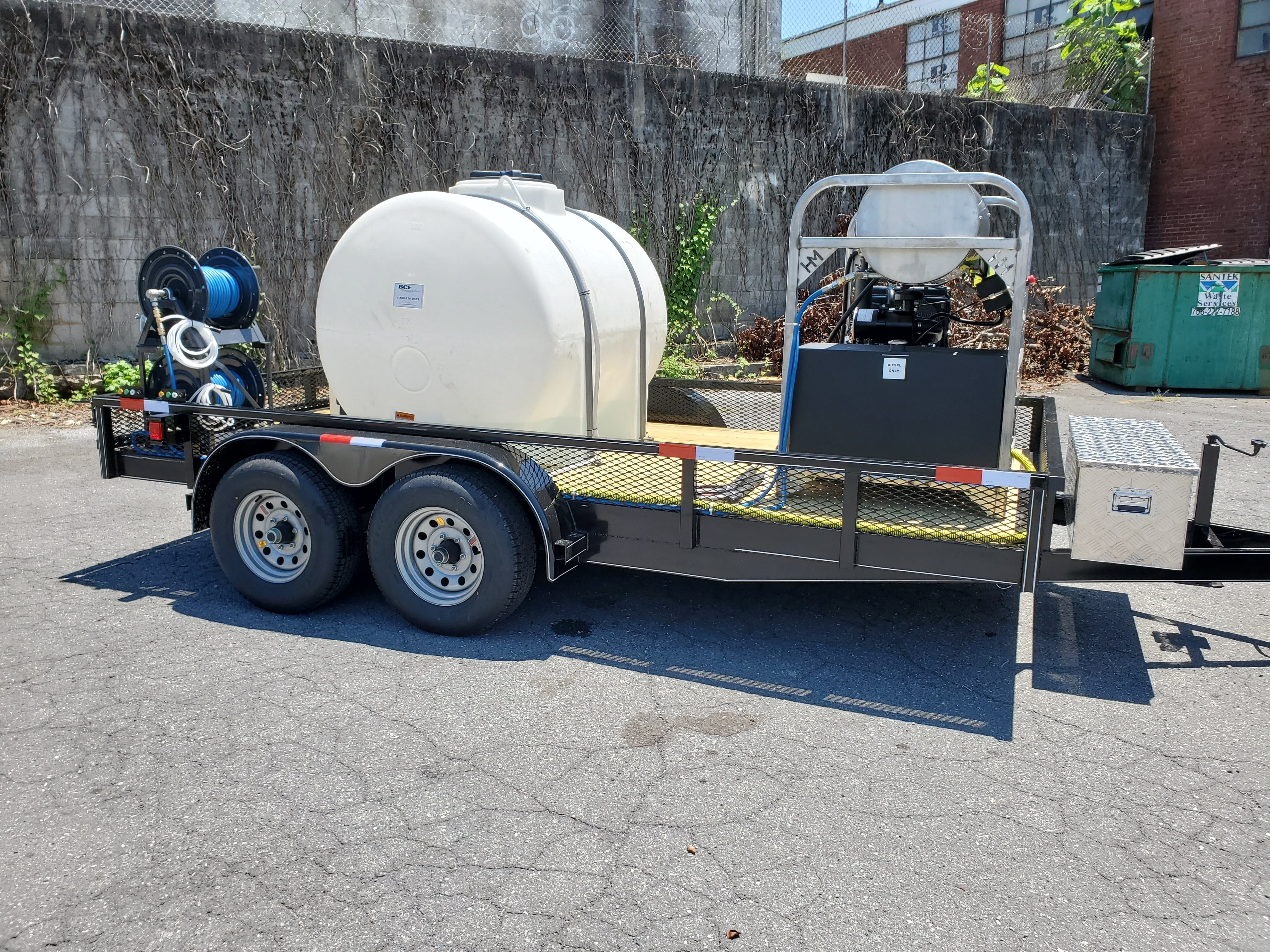 Hydro Max-8gpm at 4000psi Hot Water Trailer Package-Diesel Engine BCE Cleaning Systems