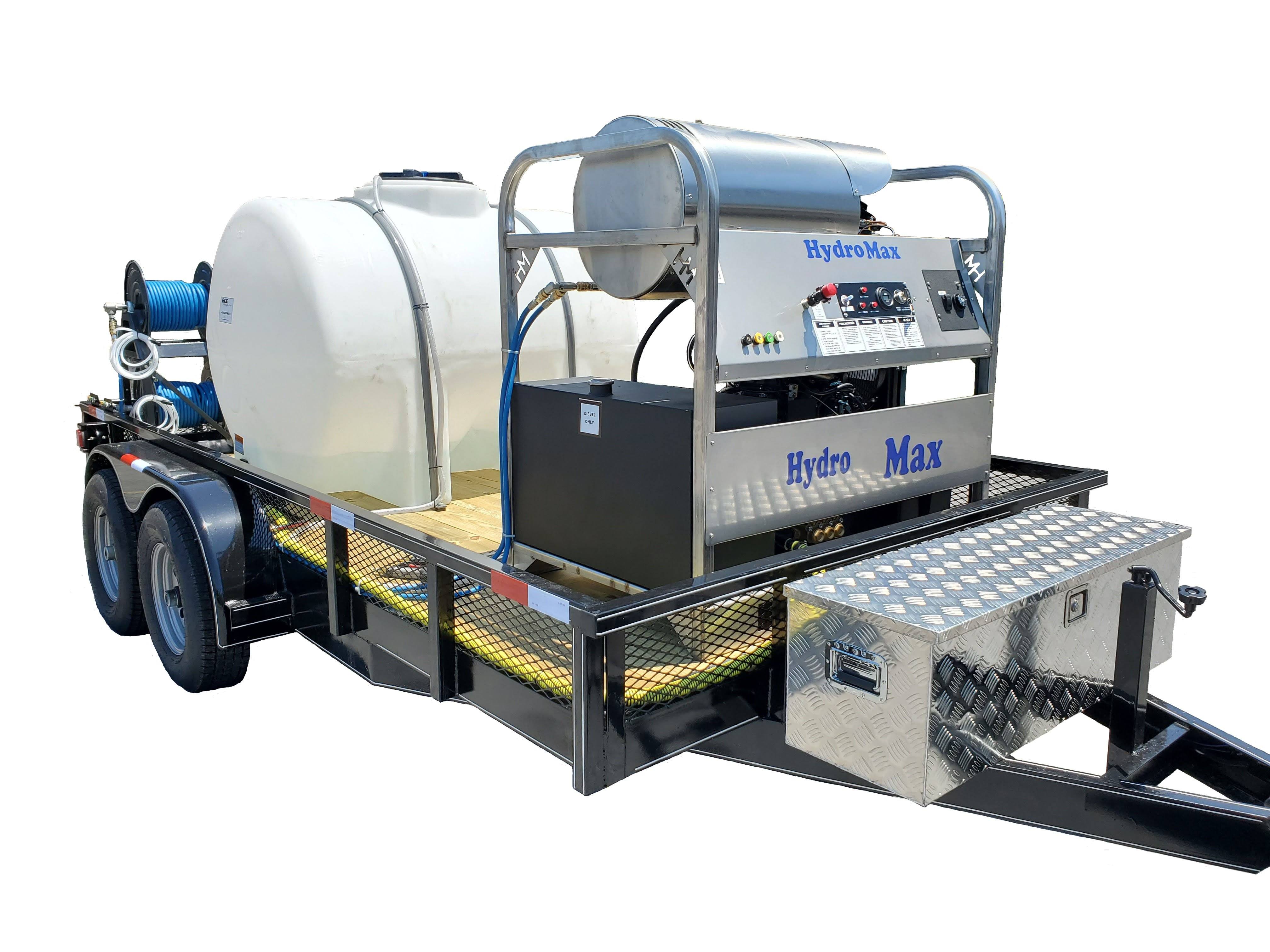 Hydro Max-8gpm at 4000psi Hot Water Trailer Package-Diesel Engine