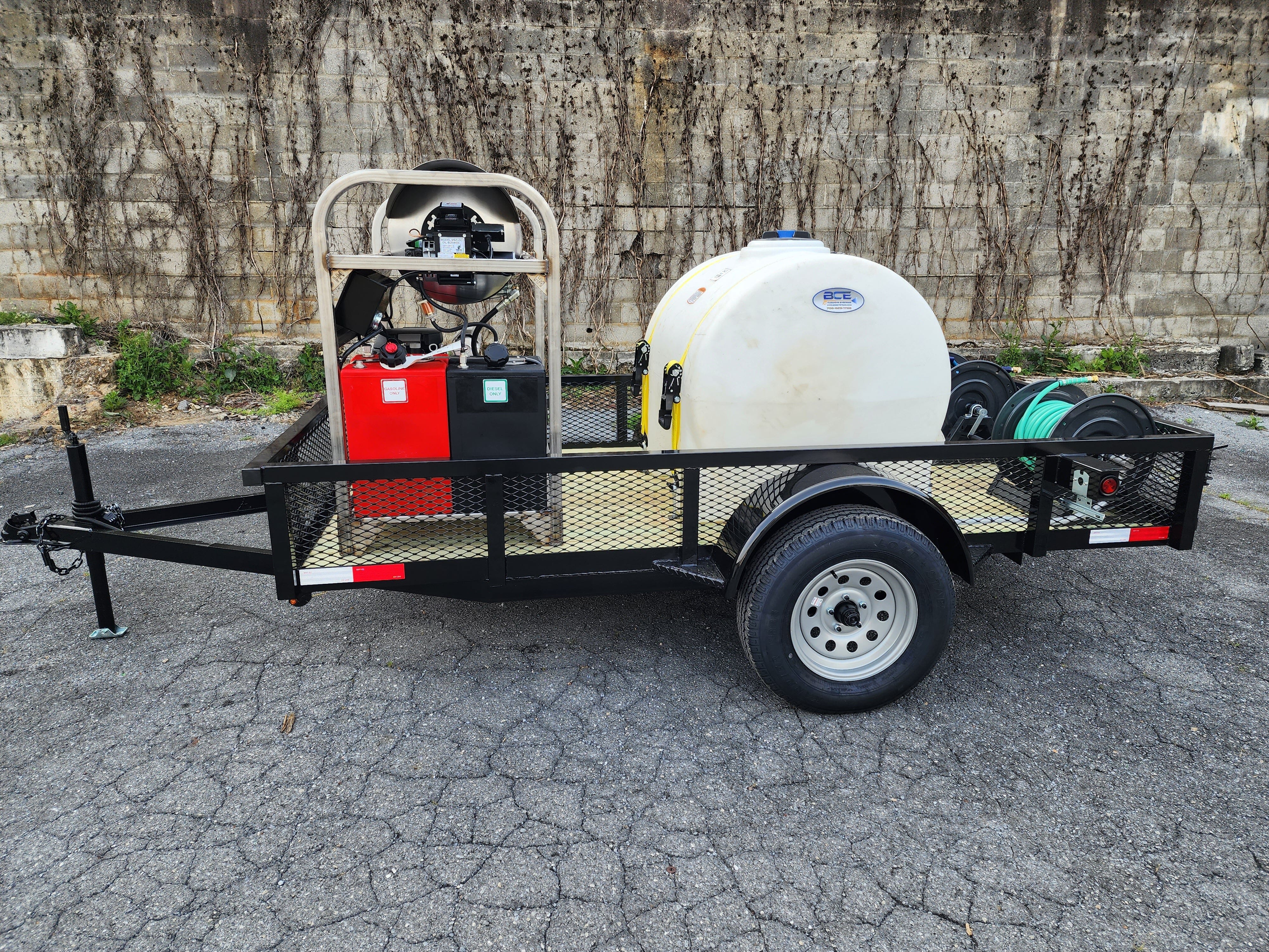 Hydro Max -8gpm at 3000psi Hot Water Trailer Package -Single Axle BCE Cleaning Systems 