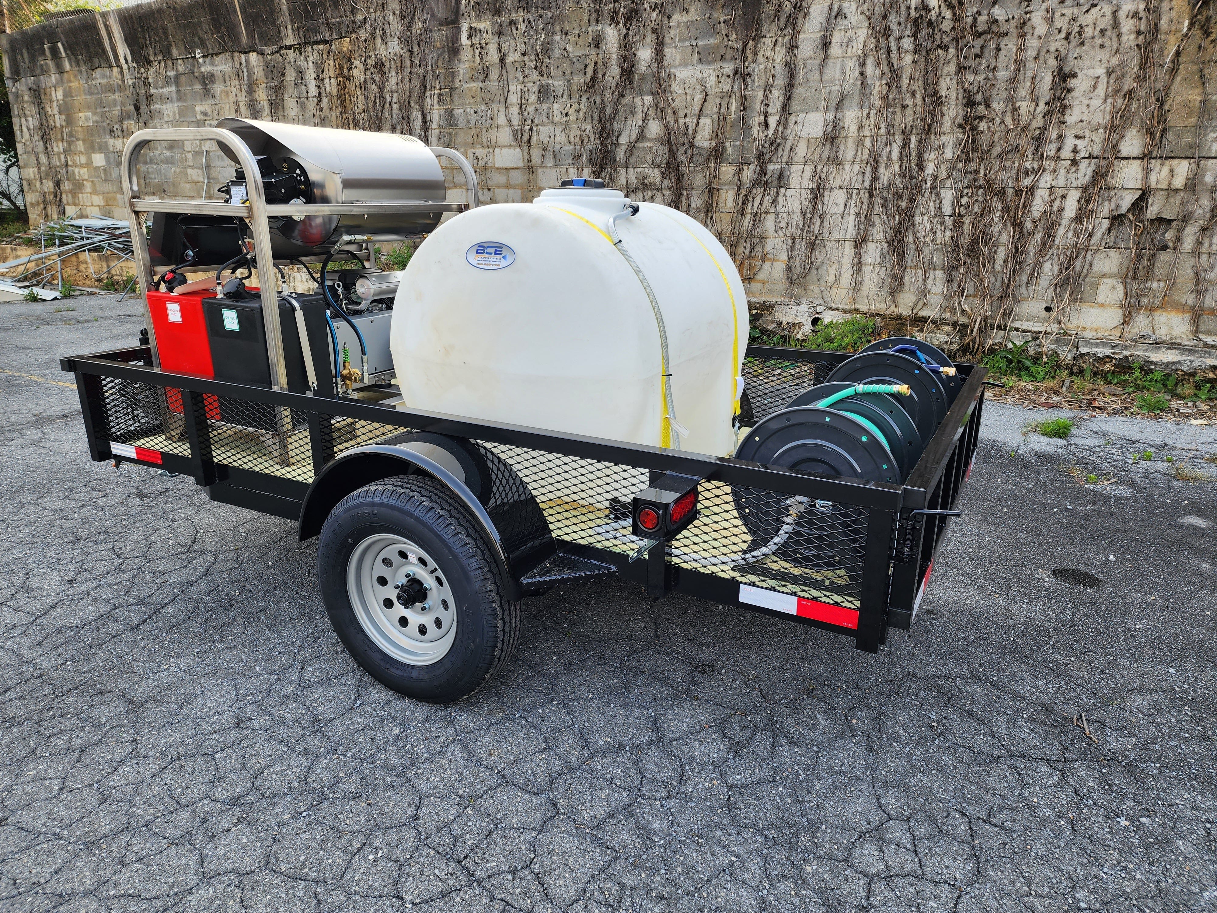 Hydro Max -8gpm at 3000psi Hot Water Trailer Package -Single Axle BCE Cleaning Systems 