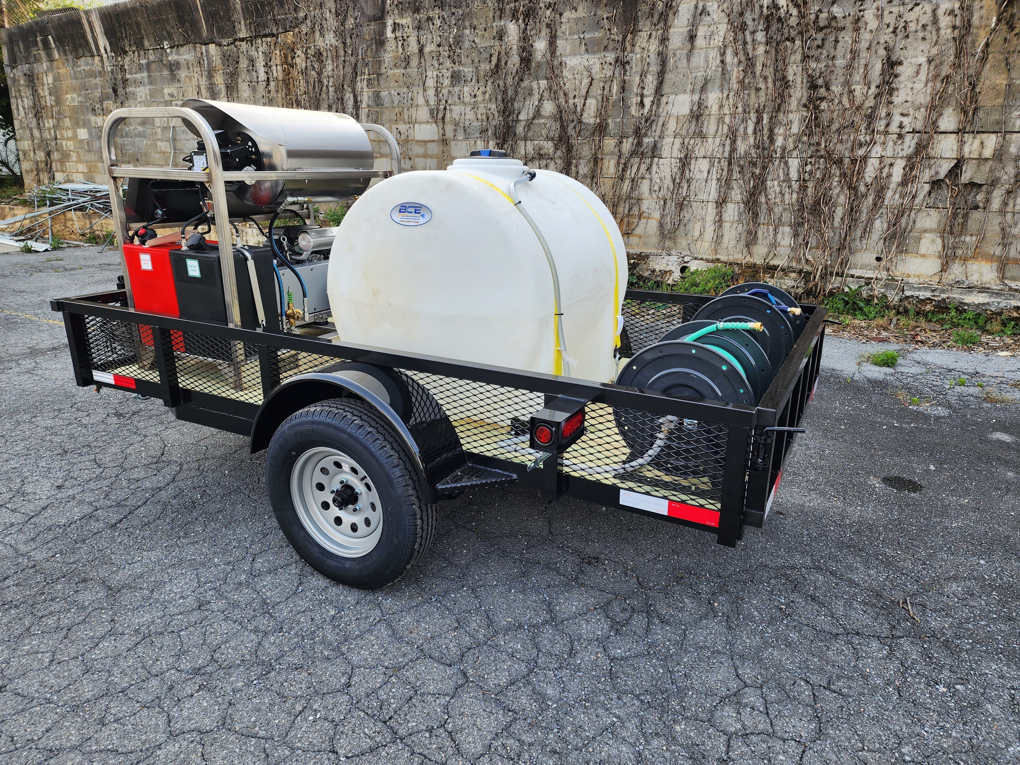 Hydro Max -10gpm at 3000psi Hot Water Trailer Package -Single Axle BCE Cleaning Systems 