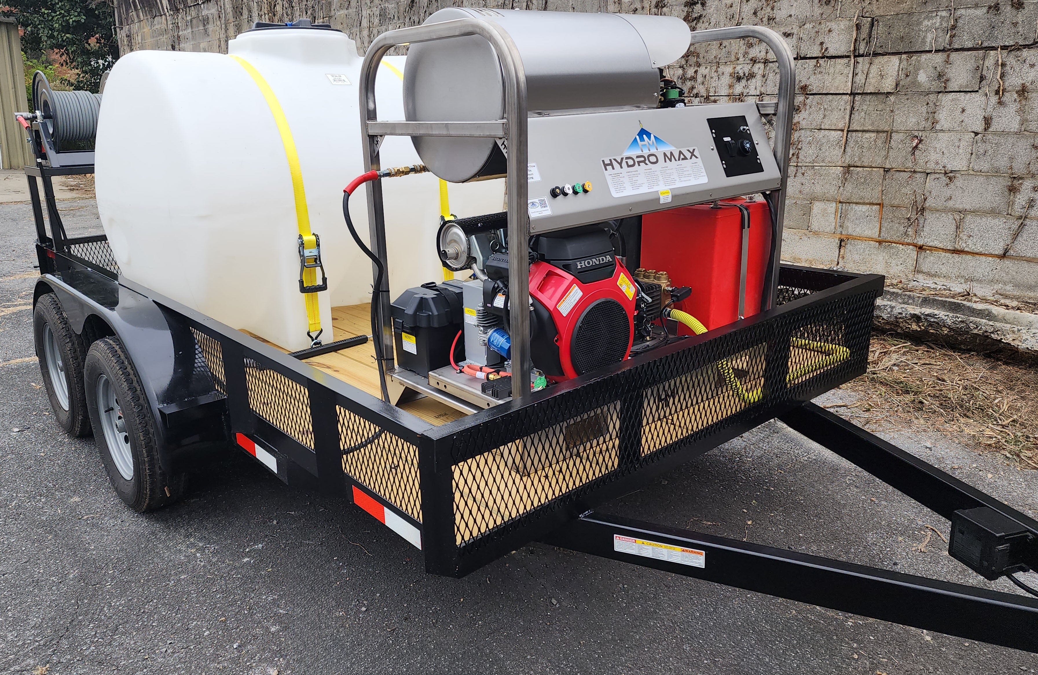 Hydro Max 8gpm at 4000psi Hot Water Trailer Package-IGX Honda-Fuel Injected Pressure Washer Trailer Package BCE Cleaning Systems 