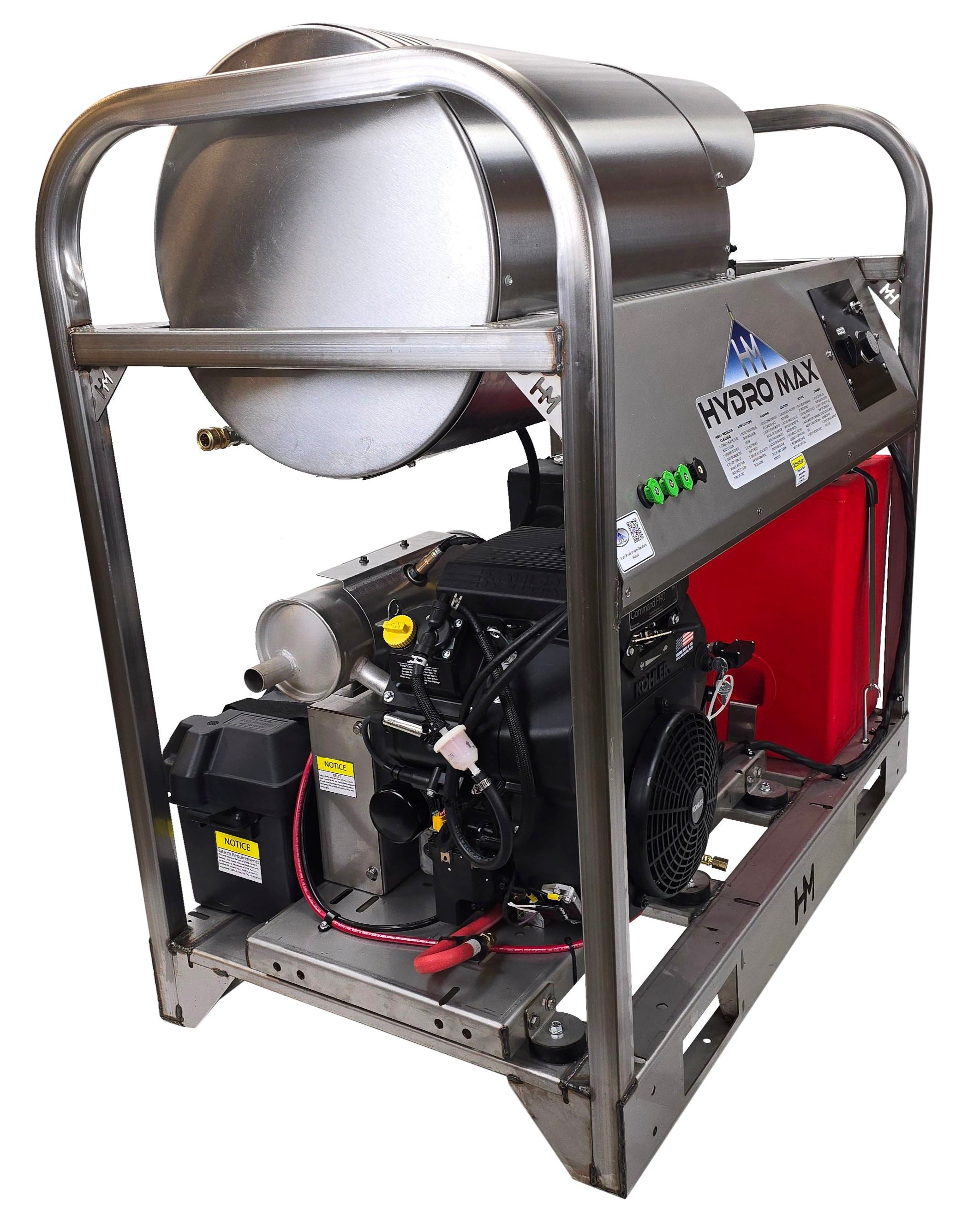 Hydro Max DC8040KGi- 8gpm @ 4000psi, Kohler 26.5HP(Fuel Injected Engine) Hot Water Pressure Washer Hydro Max 