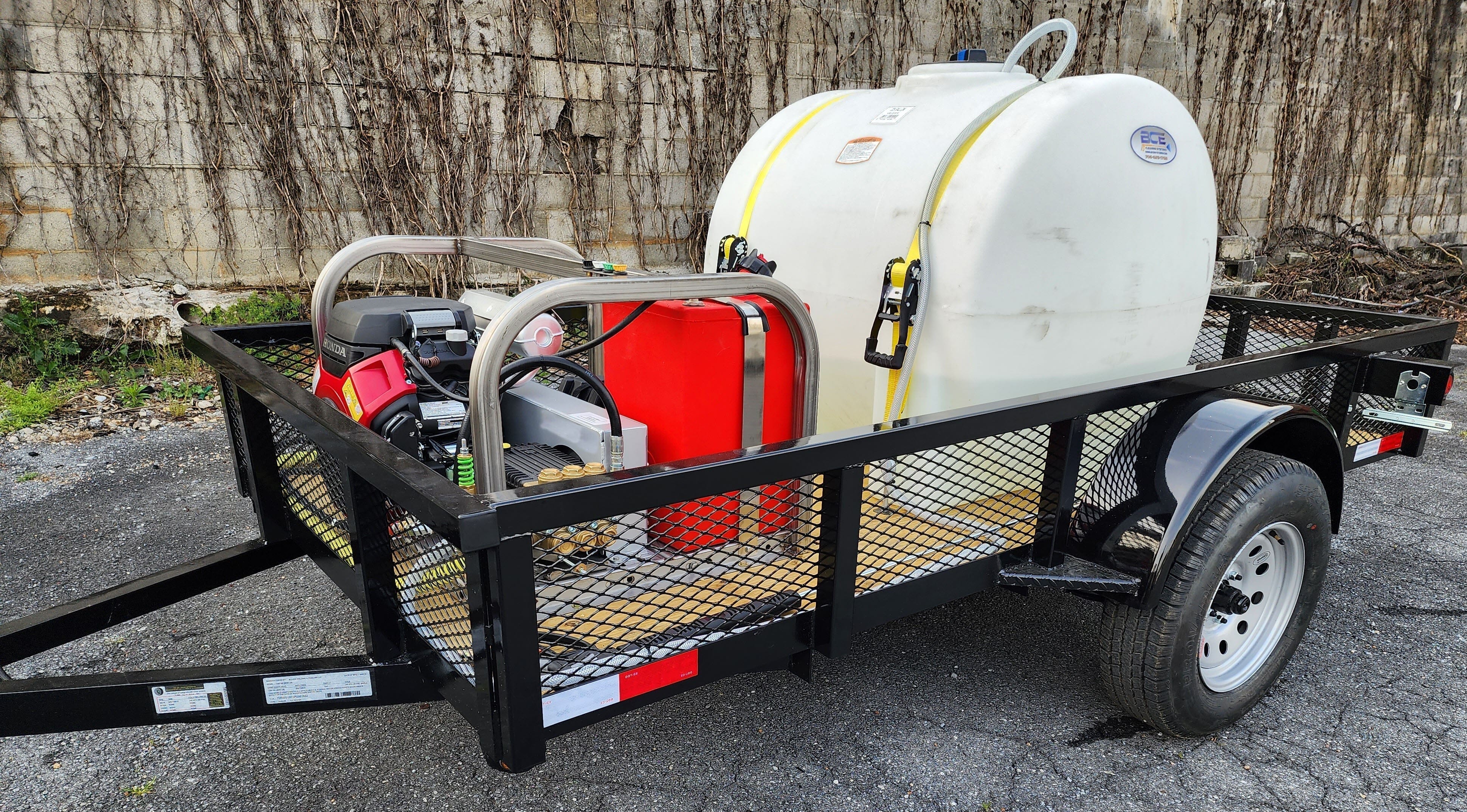 Hydro Max -5gpm at 5000psi Cold Water Trailer Package -Single Axle BCE Cleaning Systems 