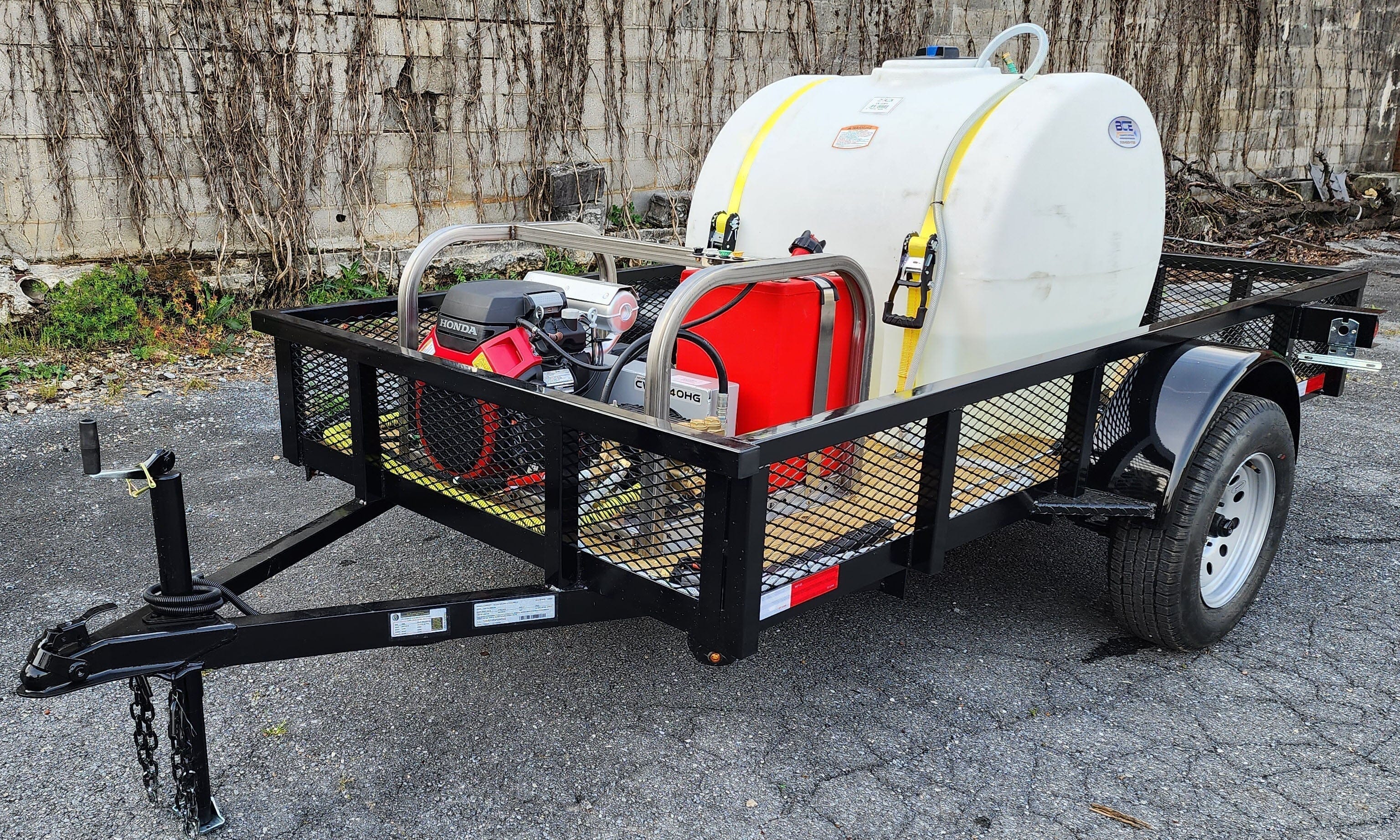 Hydro Max -8gpm at 4000psi Cold Water Trailer Package -Single Axle BCE Cleaning Systems 