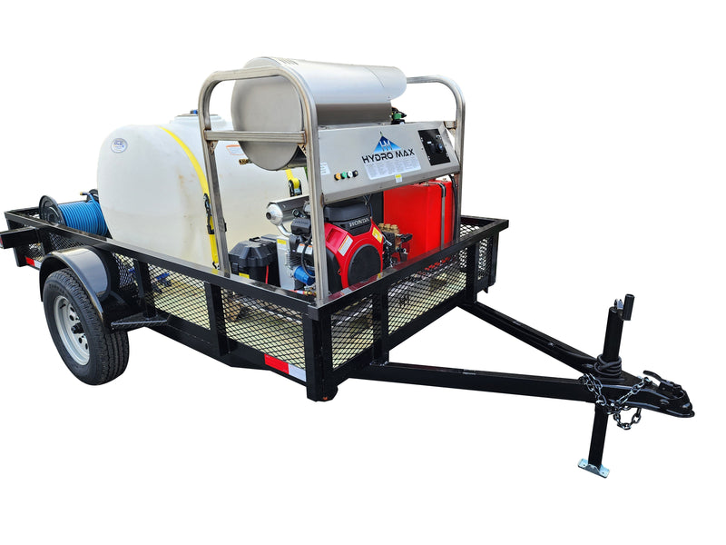 Hydro Max -8gpm at 3000psi Hot Water Trailer Package -Single Axle BCE Cleaning Systems 