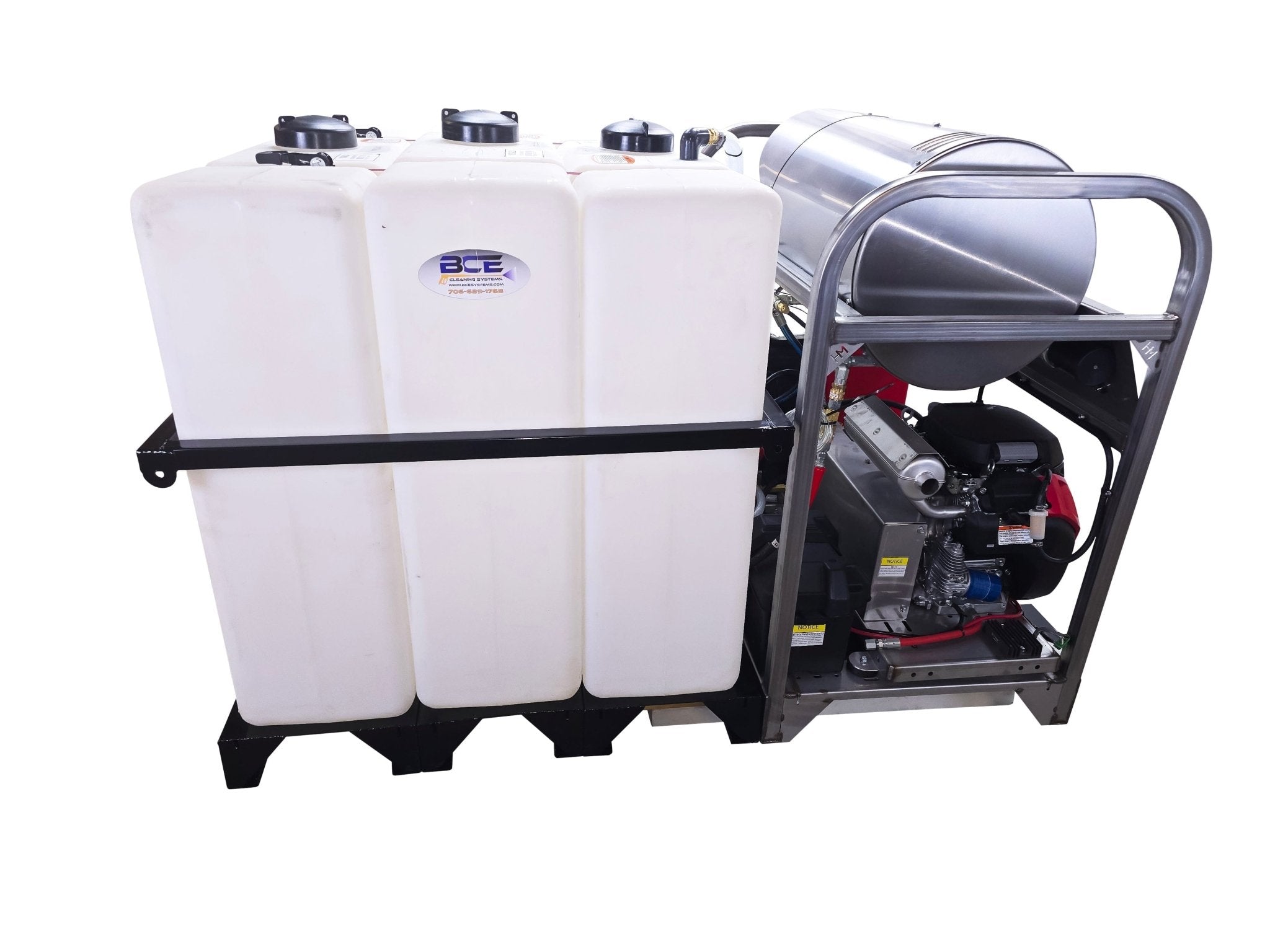 Hydro Max Tank Skid - TSDC8540KCi - 100 (100gallon) 8gpm@4000psi - Hot Water - BCE Cleaning Systems