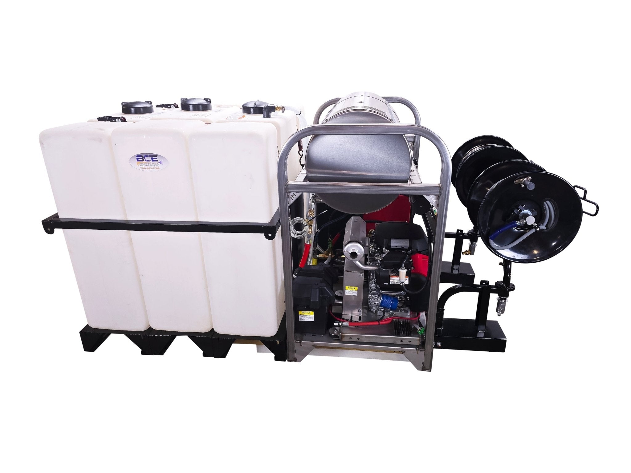 Hydro Max Tank Skid - TSDC8540KCi - 100 (100gallon) 8gpm@4000psi - Hot Water - BCE Cleaning Systems